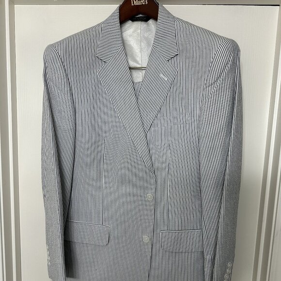 Joseph A Banks mens blue seersucker suit - Picture 1 of 4